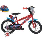 V�lo enfant 14 spiderman (90 � 105cm) �quip� de 2 freins plaque avant d�corative bidon arri�re stabilisateurs ...