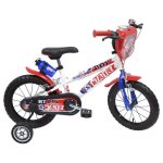 V�lo enfant 16 urban skate gar�on ( taille 105 cm � 120 cm ) blanc & rouge & bleu �quip� de 2 freins ...