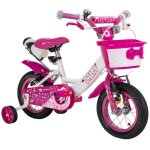 V�lo enfant actionbikes daisy 12 pouces rose stabilisateurs panier freins v - brake poign�es antid�rapantes ...