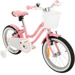 V�lo enfant actionbikes starlight 16 pouces rose avec stabilisateurs panier sonnette et prot�ge - cha�ne. ...