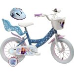 Vlo enfant fille 14 la reine des neiges 2 - quip de 2 freins + porte poupe panier et casque inclus ...