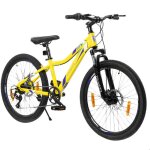 V�lo enfant vankel 24 pouces ? vtt 6 vitesses gar�on / fille 8 � 12 ans ? freins � disque ? jaune sport ...