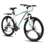 Vlo gtt hiland bikes vtt 26 aluminium shimano 21 vitesses freins  disques suspension avantblanc
