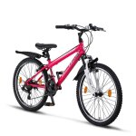 Vlo vtt - chillaxx escape - 24 pouces - 21 vitesses - rose - blanc - frein en v