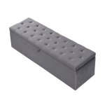 Velours banquette rembourr�e banquette rembourr�e banquette banquette avec rangement gris 138 x 41 x ...