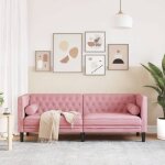 Velours canap� chesterfield avec traversins 2 adultes / enfants - shieldpro� - canap� fixe 3 places - ...