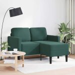 Velours sofa double - lemon - canap� 2 places - pour salon / bureau - avec m�ridienne en l - vert fonc� ...