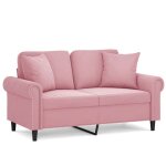 Velours sofa double - lemon - canap� 2 places - pour salon / bureau - avec oreillers d�coratifs - rose ...