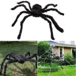 Velu araigne gante dcoration halloween prop haunted house party dcor araigne noire de 150cm peluche ...