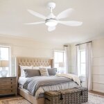 Ventilateur de plafond 106. 6cm avec �clairage led t�l�commande � 6 vitesses 3 pales abs blanc