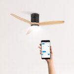 Ventilateur de plafond - bois - 6 vitesses - tlcommande - fonction t / hiver - led