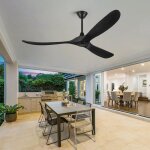 Ventilateur de plafond ext�rieur avec t�l�commande aucune lumi�re 60 noir moderne r�versible dc moteur ...