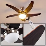 quarto ventilateur de plafond en mtal / bois / verre en nickel mat / marron ampoule(s) non incluse(s) ...