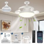 Petit ventilateur plafonnier led 40cm avec t�l�commande dimmable�whd�silencieux 4 vitesses pour camping ...