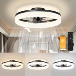 Ventilateur plafond lumi�re 50cm silencieux app & t�l�commande r�versible �t� - hiver mode veilleuse ...