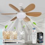 Ventilateur de plafond avec lumi�re led - pzcc - silencieux - 40w - douille e27 - 6 pales - 3 vitesses ...