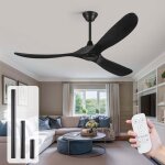 Ventilateur de plafond noir 52 pouces pas de lumi�re avec t�l�commande silencieux � 6 vitesses
