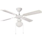 Ventilateur de plafond r�versible farelek bali - � 107 cm 4 pales blanches / cann�es blanches + �clairage ...