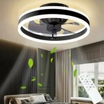Ventilateur de plafond silencieux de 50 cm avec lumi�res et t�l�commande r�versible 6 vitesses 3 temp�ratures ...
