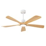 Ventilateur plafond silencieuxled r�glable19w 5 pales en bois massif 6 vitesses t�l�commande - mode hiver ...