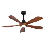 Ventilateur plafond silencieuxled r�glable19w 5 pales en bois massif 6 vitesses t�l�commande - mode hiver ...