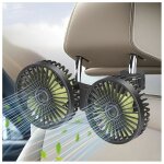 Ventilateur de voiture - hawuj - double t�te 3 vitesses usb silencieux 30db - auto