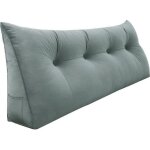 Vercart coussin de lecture cale dos coussin � coins grands coussins de lit velours 140cm gris
