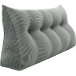 Vercart coussin de lecture cale dos coussin � coins grands coussins de lit velours c�tel� gris 140cm