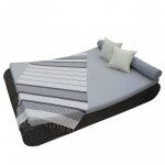 Vritable fouta tunisienne 1m x 2m tissage  plat 100% coton 380g - blanc cass et gris fonc - vivezen ...