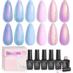 Vernis � ongles en gel scintillant - estampille - lot de 6 - 75 ml - rose - violet - sir�ne - soak - ...