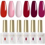 Vernis � ongles gel semi - permanent - zgeer - 6 pi�ces - rose clair - rose rouge - vin rouge - longue ...