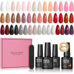 Vernis semi permanent 25pcs vernis � ongles avec base coat top coat 22 couleurs marron nude rouge rose ...