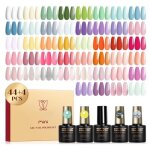 Vernis semi permanent 48pcs pastel blanc jaune vert bleu violet couleurs vernis gel semi permanent mini ...