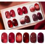 Vernis semi permanent 6 couleurs jelly bourgogne vin rouge �carlate cat magnetic eyes gel nail polish ...