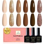Vernis semi - permanent 6 couleurs nude automne hiver brun beige chocolat caramel champagne dor� soak ...
