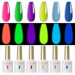 Vernis semi permanent fluo fluorescent rose vert pourpre jaune bleu 6 couleurs n�on jelly vernis � ongles ...