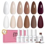 Vernis semi permanent marron blanc nude automne hiver 6 couleurs vernis � ongles gel uv semi - permanent ...