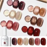 Vernis semi permanent marron rouge 6 couleur cat eye paillettes gel nail polish kit vernis � ongles gel ...