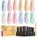 Vernis semi permanent nacr� 12 couleurs bleu rose dor� vert scintillant perle effet vernis gel uv semi ...