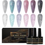 Vernis semi permanent paillet� reflechissante 6 couleurs reflective vernis � ongles gel paillettes soak ...