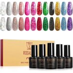 Vernis semi permanent paillet�12 couleurs argent rose rouge vert noir or bleu violet paillettes vernis ...