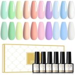 Vernis semi permanent pastel 10 couleurs vernis gel uv macaron bleu vert rose violet soak off uv / led ...
