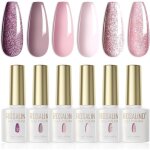 Vernis semi permanent6 couleurs violet avoine rose nude paillet� vernis � ongles soak off uv led gel ...