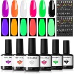 Vernis semi permanentvernis gel uv semi permanent halloween vert orange rose violet blanc noir 6 couleur ...