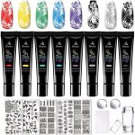Vernis stamping nail art - lot de 8 vernis � ongles gel de couleur s�chage par lampe uv pour stamping ...
