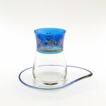 Verres � caf� ou � th� avec ces soucoupes hassen bleu 10 cl x 6 - coffret