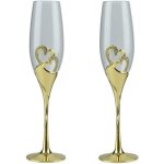 Verres de mariage - haute qualit� - 2 x verre de champagne - cristal - dor� - 200ml