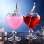 Verre � cocktailverres � cocktail en forme de c?urverre � cocktail transparent de 240mlavec paille de ...
