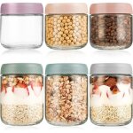 En verre avec couvercle lot de 6 pots overnight oats jar pour lavoine salade yaourt pudding chutney confiture ...