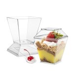 Verres � dessert avec couvercle 50 pi�ces bols en plastique r�utilisables pudding mousse f�te + cuill�res ...